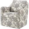Madison Park Brianne Upholstered Swivel Curved Armchair 360 Degree Accent Chair with Metal Base Stand, Pillowback Support, Slub Weave, Wide Seat for Nursery or Living Room Fully Assembled, Multi(Brianne Multi)