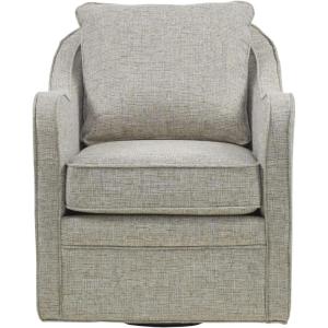 Madison Park Brianne Upholstered Swivel Curved Armchair 360 Degree Accent Chair with Metal Base Stand, Pillowback Support, Slub Weave, Wide Seat for Nursery or Living Room Fully Assembled, Multi(Brianne Grey Multi)