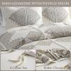 Madison Park Queen Duvet Cover Set, Boho Duvet Cover with Chenille Trims, All Seasons, Microfiber Bedding, Pillow & Shams, Ibiza, Black/Ivory 4 Piece(Black/Ivory)