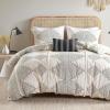 Madison Park Queen Duvet Cover Set, Boho Duvet Cover with Chenille Trims, All Seasons, Microfiber Bedding, Pillow & Shams, Ibiza, Black/Ivory 4 Piece(Black/Ivory)