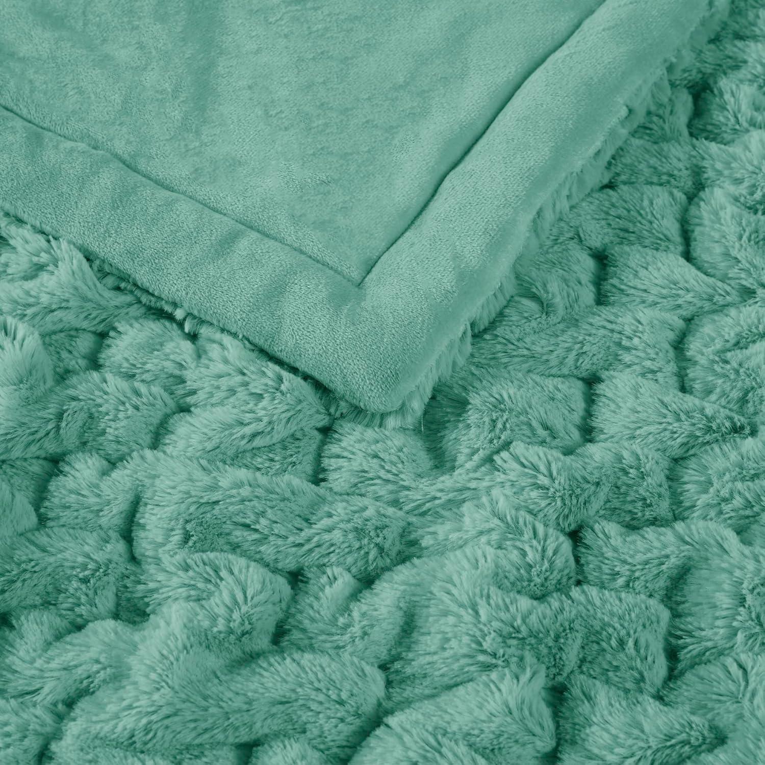 imageMadison Park Ruched Luxury Throw Premium Soft Cozy Brushed Long Faux Fur for Bed Couch or Sofa 50x60 PurpleAqua