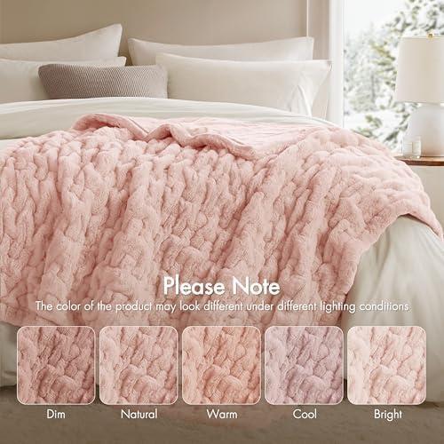 imageMadison Park Ruched Luxury Throw Premium Soft Cozy Brushed Long Faux Fur for Bed Couch or Sofa 50x60 PurpleBlush