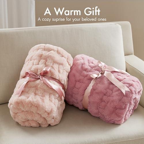 imageMadison Park Ruched Luxury Throw Premium Soft Cozy Brushed Long Faux Fur for Bed Couch or Sofa 50x60 PurpleBlush