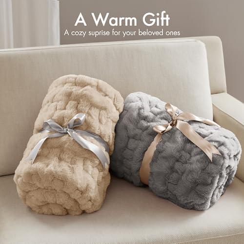 imageMadison Park Ruched Luxury Throw Premium Soft Cozy Brushed Long Faux Fur for Bed Couch or Sofa 50x60 PurpleGrey