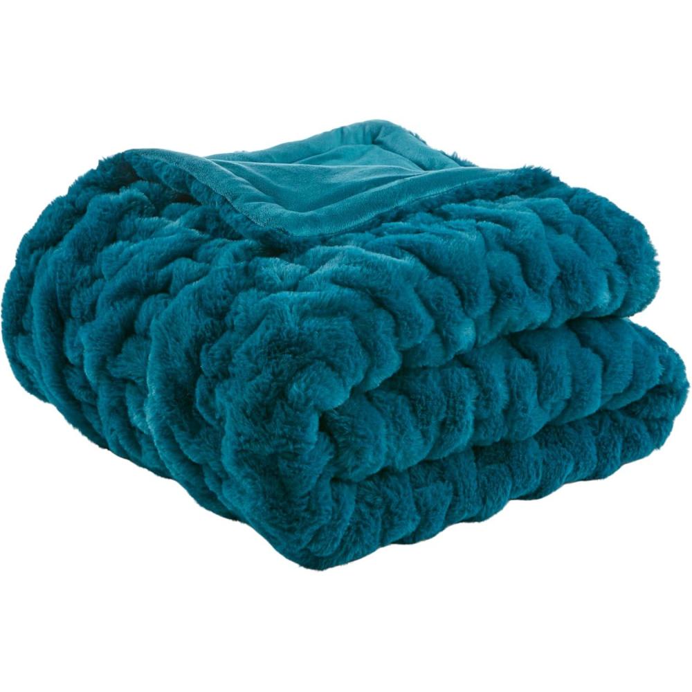 imageMadison Park Ruched Luxury Throw Premium Soft Cozy Brushed Long Faux Fur for Bed Couch or Sofa 50x60 PurpleTeal