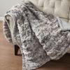 Madison Park Ruched Luxury Throw Premium Soft Cozy Brushed Long Faux Fur for Bed, Couch or Sofa, 50″x60″, Purple(Gray Tie Dye)