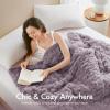 Madison Park Ruched Luxury Throw Premium Soft Cozy Brushed Long Faux Fur for Bed, Couch or Sofa, 50″x60″, Purple(Lavender Gray)