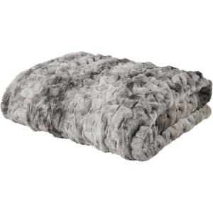 Madison Park Ruched Luxury Throw Premium Soft Cozy Brushed Long Faux Fur for Bed, Couch or Sofa, 50″x60″, Purple(Gray Tie Dye)