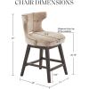 Madison Park Emmett Swivel Counter Stool – Chic Modern, Scoop Back, Counter Height Barstool, Kitchen Island Chair, Solid Wood Legs, Silver Nailhead Accent, Assembly Required, 37″ High Beige(Beige)