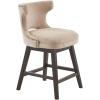 Madison Park Emmett Swivel Counter Stool – Chic Modern, Scoop Back, Counter Height Barstool, Kitchen Island Chair, Solid Wood Legs, Silver Nailhead Accent, Assembly Required, 37″ High Beige(Beige)