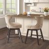 Madison Park Emmett Swivel Counter Stool – Chic Modern, Scoop Back, Counter Height Barstool, Kitchen Island Chair, Solid Wood Legs, Silver Nailhead Accent, Assembly Required, 37″ High Beige(Beige)