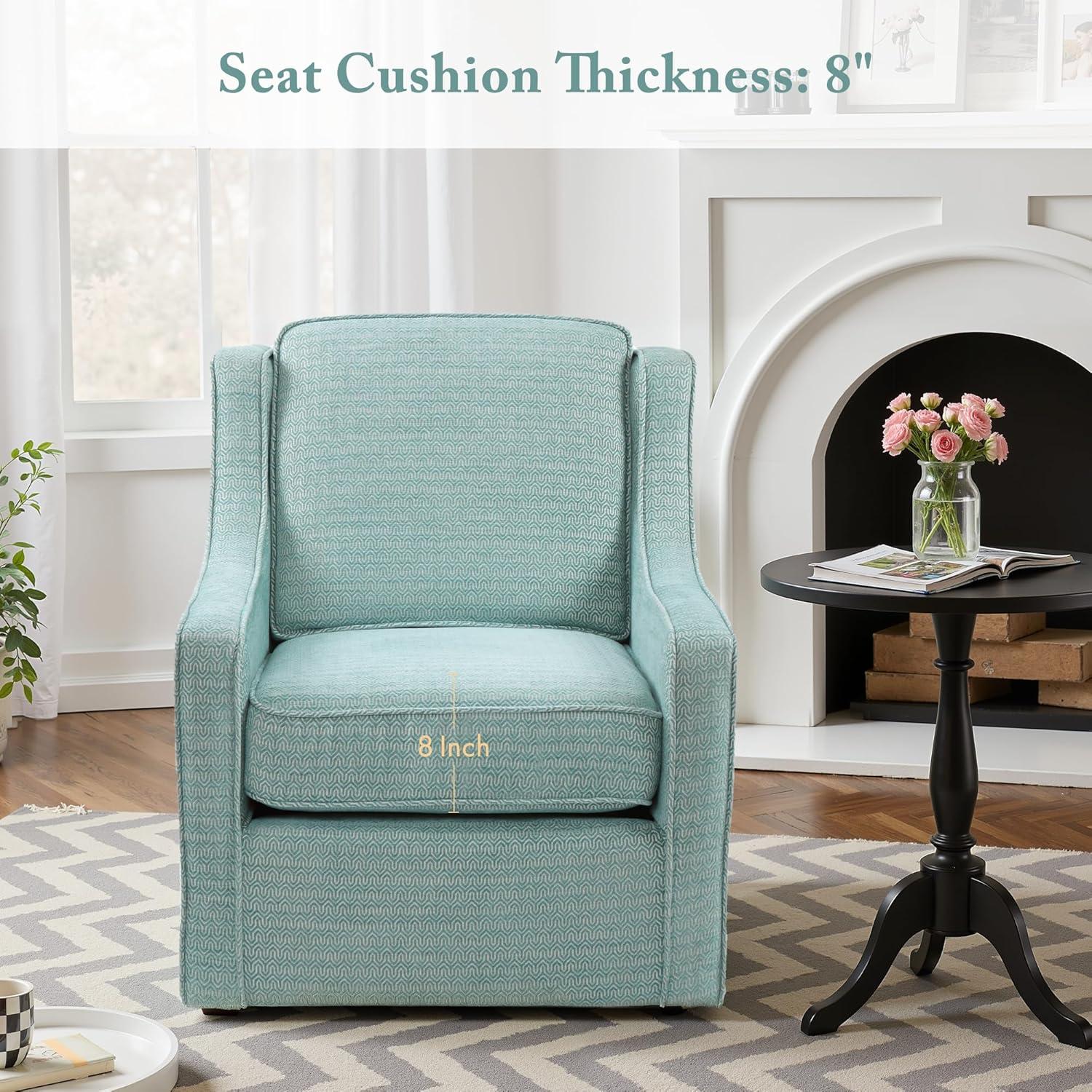 imageMadison Park Harris Swivel Chair Solid Wood Plywood Metal Base Accent Armchair Modern Classic Style Family Room Sofa Furniture 285 Wide Dusty Aqua