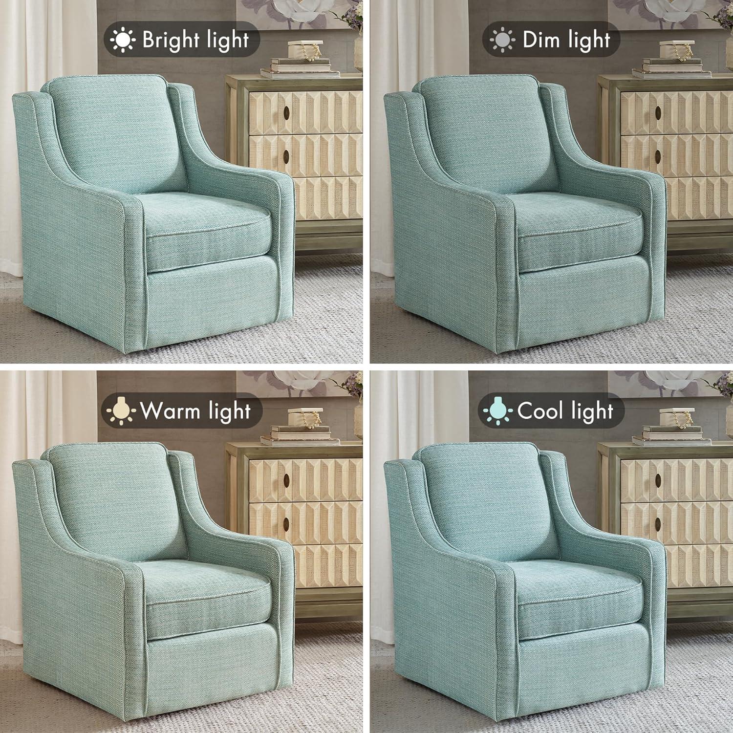 imageMadison Park Harris Swivel Chair Solid Wood Plywood Metal Base Accent Armchair Modern Classic Style Family Room Sofa Furniture 285 Wide Dusty Aqua
