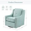 Madison Park Harris Swivel Chair – Solid Wood, Plywood, Metal Base Accent Armchair Modern Classic Style Family Room Sofa Furniture, 28.5″ Wide, Dusty Aqua