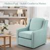 Madison Park Harris Swivel Chair – Solid Wood, Plywood, Metal Base Accent Armchair Modern Classic Style Family Room Sofa Furniture, 28.5″ Wide, Dusty Aqua