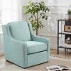 Madison Park Harris Swivel Chair – Solid Wood, Plywood, Metal Base Accent Armchair Modern Classic Style Family Room Sofa Furniture, 28.5″ Wide, Dusty Aqua