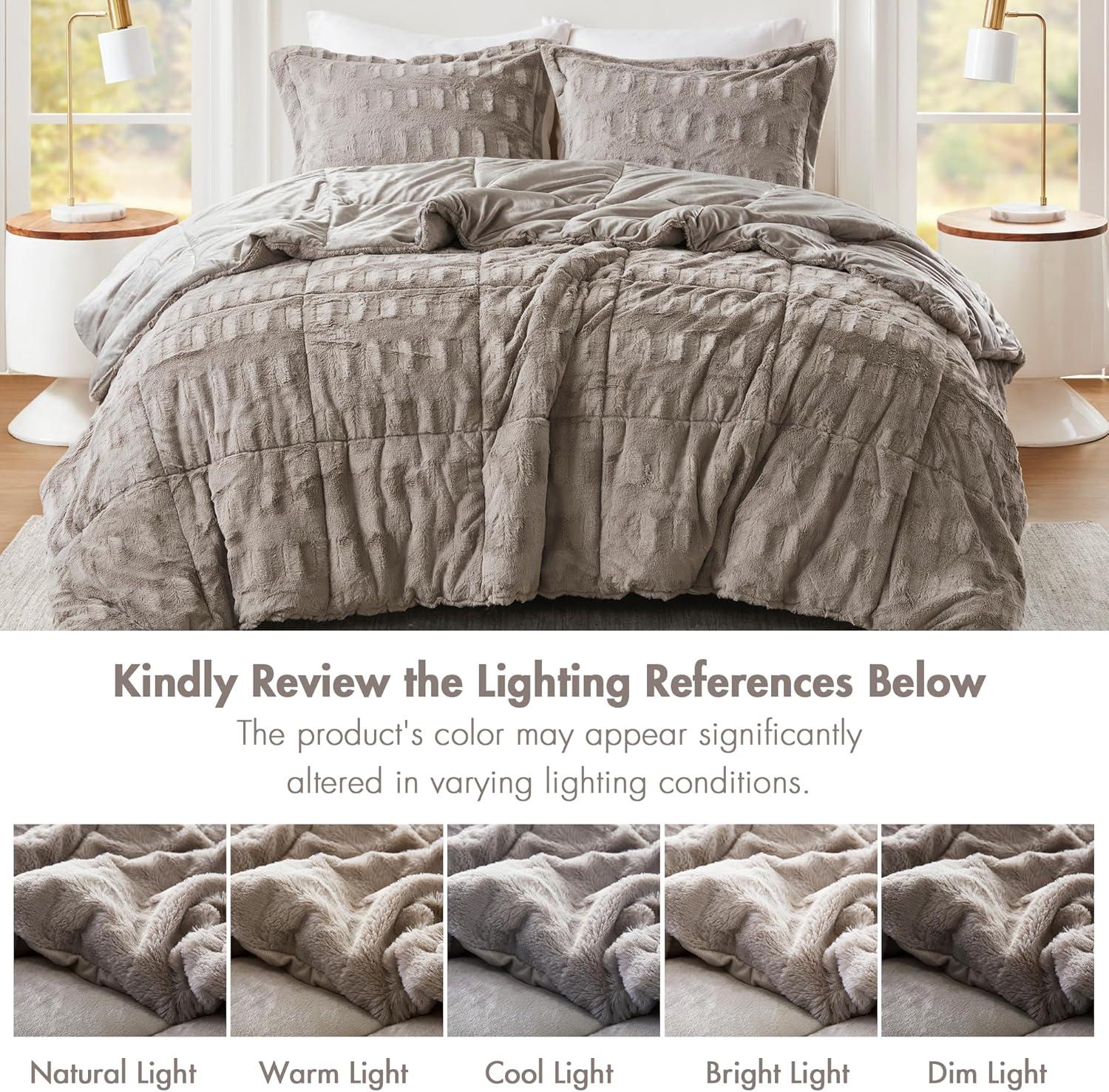 imageMadison Park Soft Plush Comforter Long Faux Fur Design Mid Century Modern All Season Down Alternative Bedding Set with Matching Sham FullQueen Gia GrayWhite 3 PieceGray