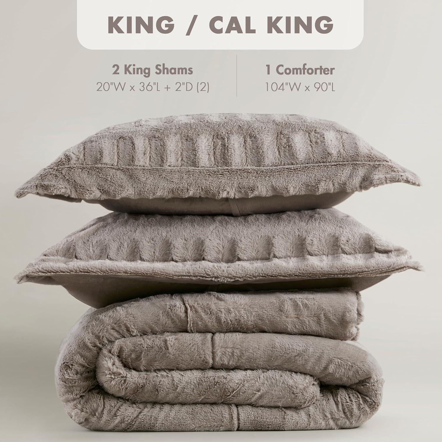imageMadison Park Soft Plush Comforter Long Faux Fur Design Mid Century Modern All Season Down Alternative Bedding Set with Matching Sham FullQueen Gia GrayWhite 3 PieceGray