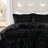 Madison Park Soft Plush Comforter Long Faux Fur Design, Mid Century, Modern All Season Down Alternative Bedding Set with Matching Sham, Full/Queen, Gia, Gray/White 3 Piece(Black)