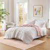 Madison Park Soft Plush Comforter Long Faux Fur Design, Mid Century, Modern All Season Down Alternative Bedding Set with Matching Sham, Full/Queen, Gia, Gray/White 3 Piece(Blush/White)