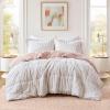 Madison Park Soft Plush Comforter Long Faux Fur Design, Mid Century, Modern All Season Down Alternative Bedding Set with Matching Sham, Full/Queen, Gia, Gray/White 3 Piece(Blush)