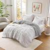 Madison Park Soft Plush Comforter Long Faux Fur Design, Mid Century, Modern All Season Down Alternative Bedding Set with Matching Sham, Full/Queen, Gia, Gray/White 3 Piece(Gray/White)