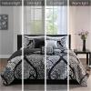 Madison Park Vienna Reversible Cotton Quilt-Luxury Stitching Design All Season, Breathable Coverlet Bedspread Bedding, Shams, Decorative Pillow, King/Cal King, Indigo 6 Piece(Black)