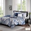 Madison Park Vienna Reversible Cotton Quilt-Luxury Stitching Design All Season, Breathable Coverlet Bedspread Bedding, Shams, Decorative Pillow, King/Cal King, Indigo 6 Piece(Indigo)