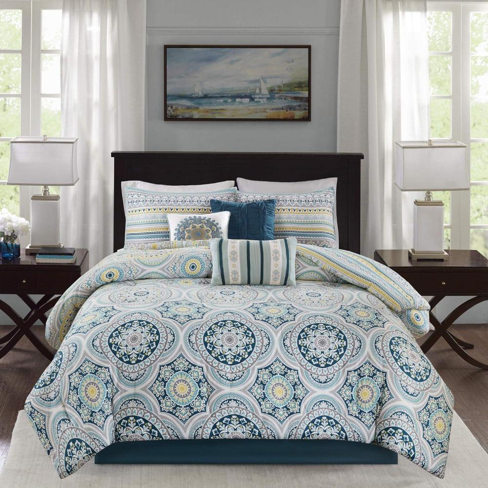 imageMadison Park Pure Ronan Cotton Comforter Set  Casual Paisley Design All Season Alternative Down Cozy Bedding Matching Shams Decorative Pillows Blue KingCal King104x92 5 PieceMercia Medallion Teal