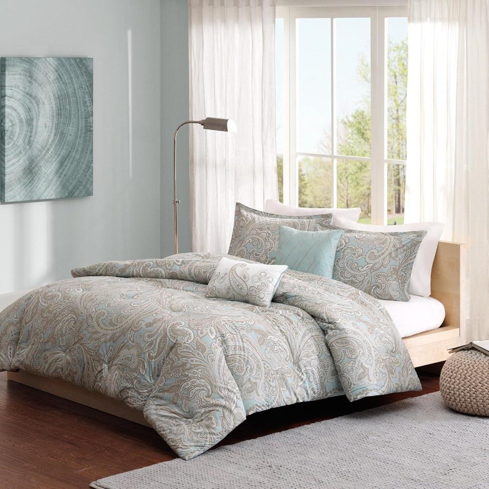 imageMadison Park Pure Ronan Cotton Comforter Set Casual Paisley Design All Season Alternative Down Cozy Bedding Matching Shams Decorative Pillows Blue KingCal King104x92 5 PieceRonan Paisley Blue