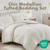 Madison Park Medallion Comforter Set for King Size Bed, Woven Tufted Bedding, All Season & Lightweight King Bed Set with Shams, Shabby Chic Cottage, Orly, Ivory 3 Piece(Ivory)