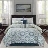 Madison Park Pure Ronan Cotton Comforter Set – Casual Paisley Design, All Season Alternative Down Cozy Bedding, Matching Shams, Decorative Pillows, Blue King/Cal King(104″x92″) 5 Piece(Mercia Medallion Teal)