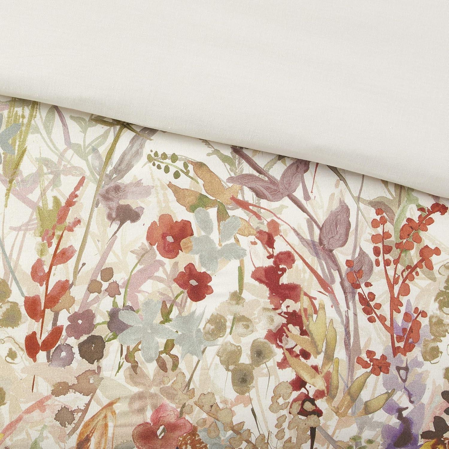 imageMadison Park 100 Cotton Comforter Set Feminine Design Colorful Floral Print All Season Down Alternative Bedding Layer and Matching Shams California King 104 in x 92 in Mariana Multi 7 PieceMulticolor