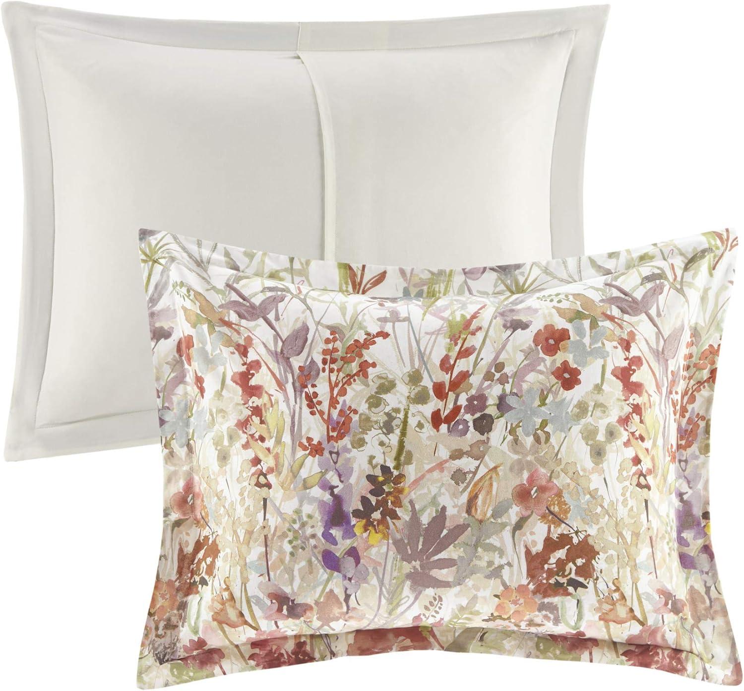 imageMadison Park 100 Cotton Comforter Set Feminine Design Colorful Floral Print All Season Down Alternative Bedding Layer and Matching Shams California King 104 in x 92 in Mariana Multi 7 PieceMulticolor