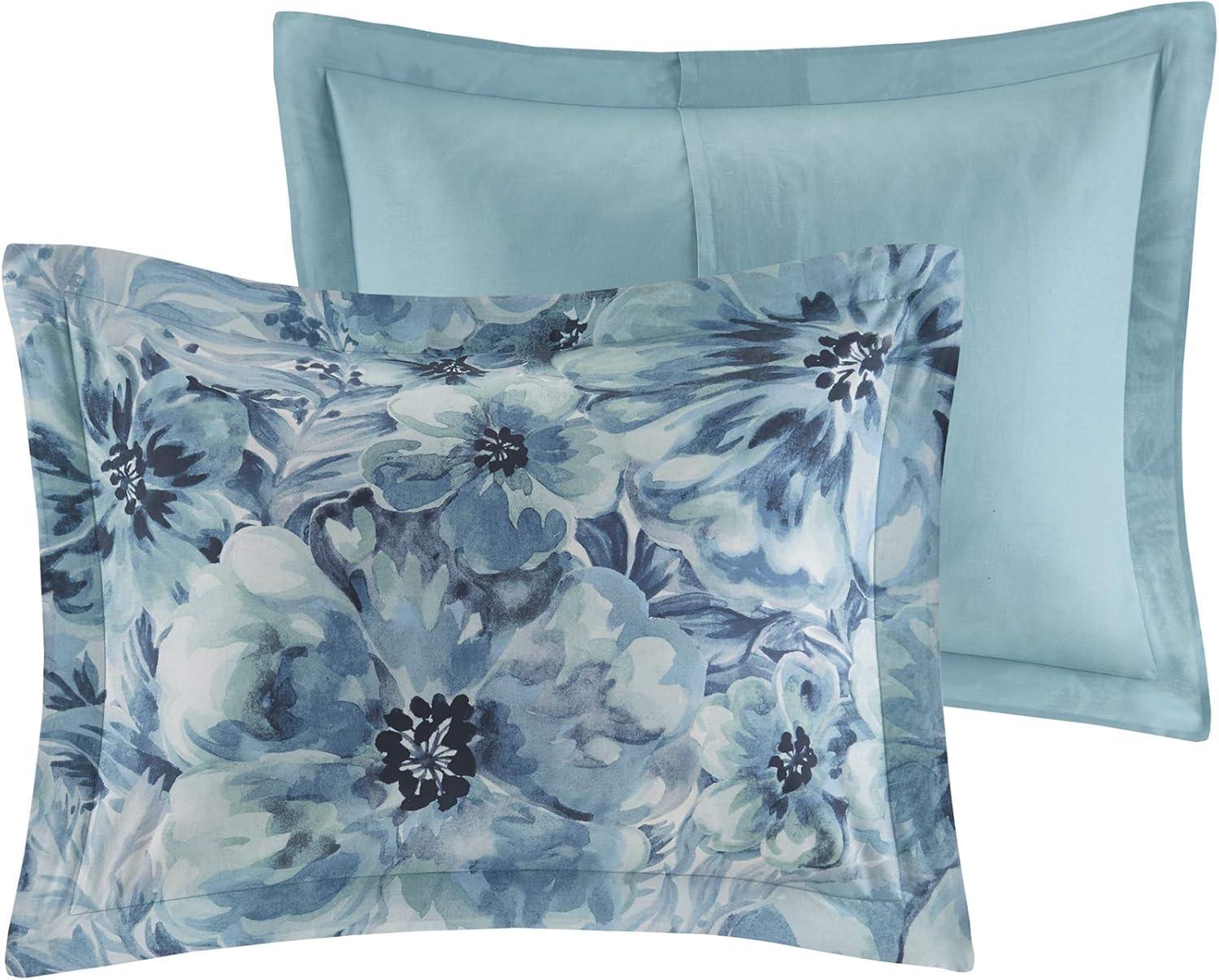 imageMadison Park 100 Cotton Comforter Set Feminine Design Colorful Floral Print All Season Down Alternative Bedding Layer and Matching Shams California King 104 in x 92 in Mariana Multi 7 PieceTeal