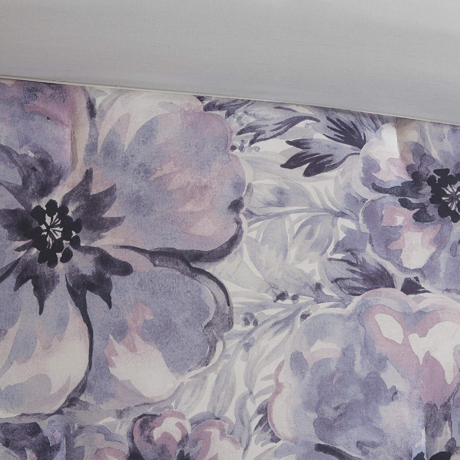 imageMadison Park 100 Cotton Comforter Set Feminine Design Colorful Floral Print All Season Down Alternative Bedding Layer and Matching Shams California King 104 in x 92 in Mariana Multi 7 PiecePurple