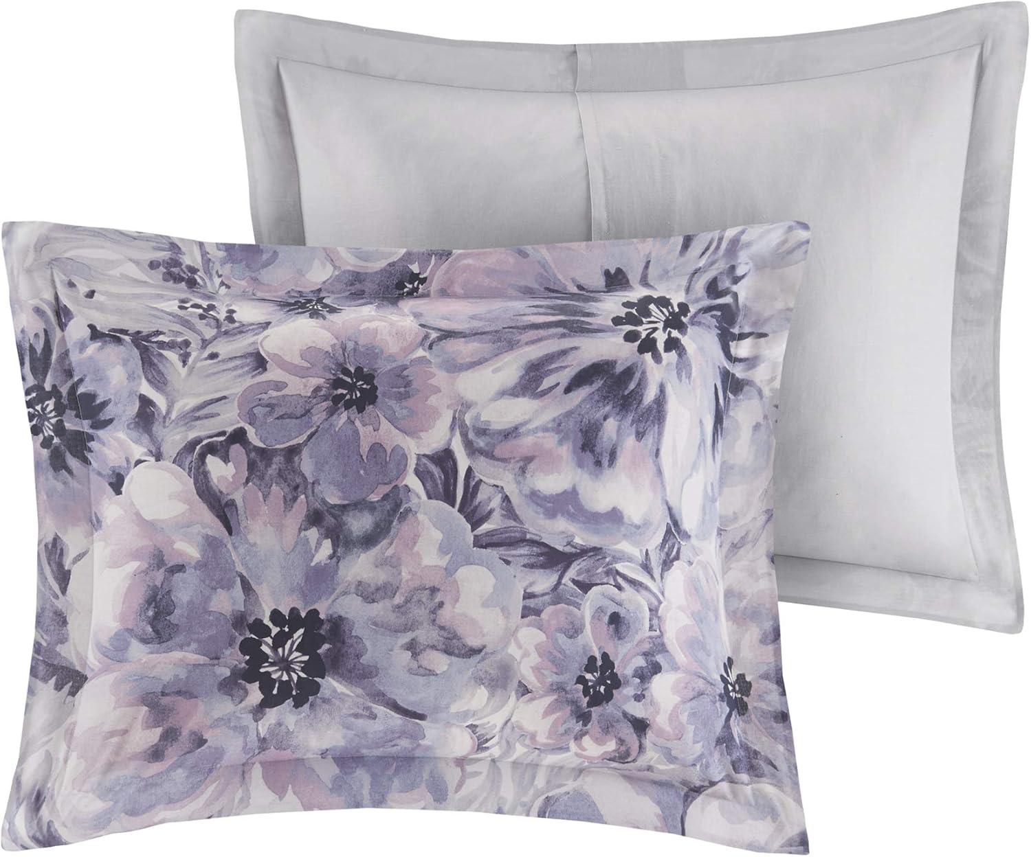 imageMadison Park 100 Cotton Comforter Set Feminine Design Colorful Floral Print All Season Down Alternative Bedding Layer and Matching Shams California King 104 in x 92 in Mariana Multi 7 PiecePurple