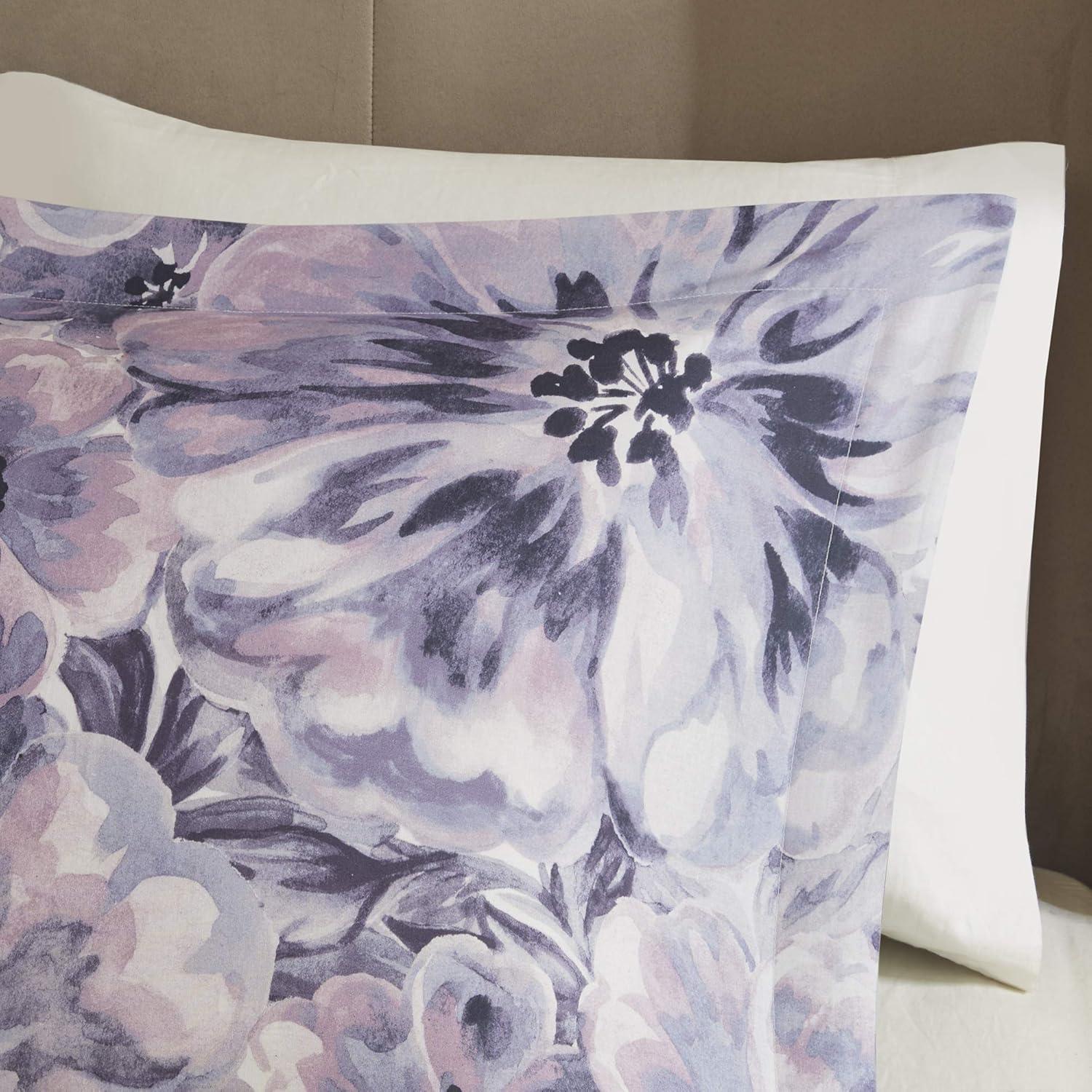 imageMadison Park 100 Cotton Comforter Set Feminine Design Colorful Floral Print All Season Down Alternative Bedding Layer and Matching Shams California King 104 in x 92 in Mariana Multi 7 PiecePurple
