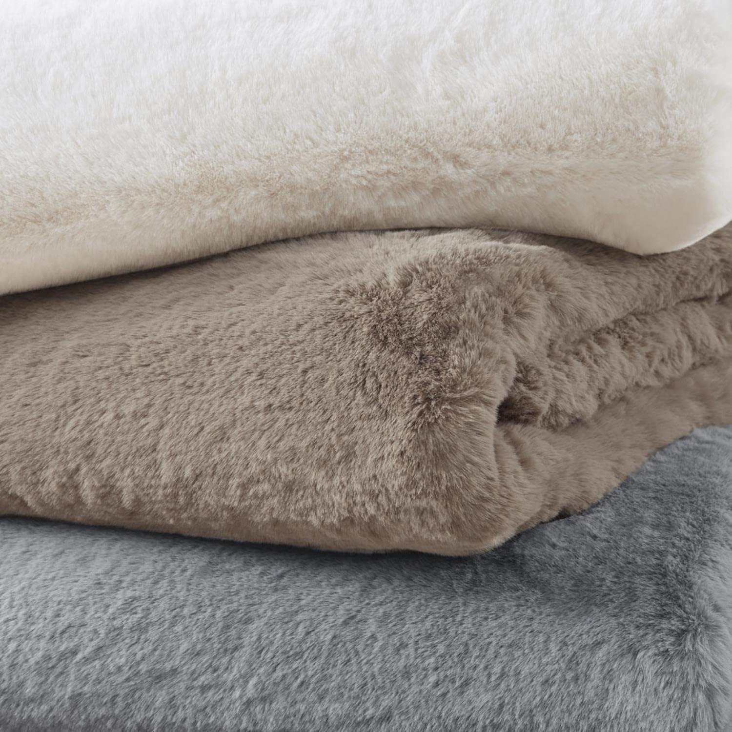 imageMadison Park Reversible Faux Fur Throw Blanket for Winter Premium Warm Fuzzy Cover Luxuriously Soft Velvet Texture Reverse Cozy for Lounging on Couch Sofa Ideal for Home Office 50x60 GreyGrey
