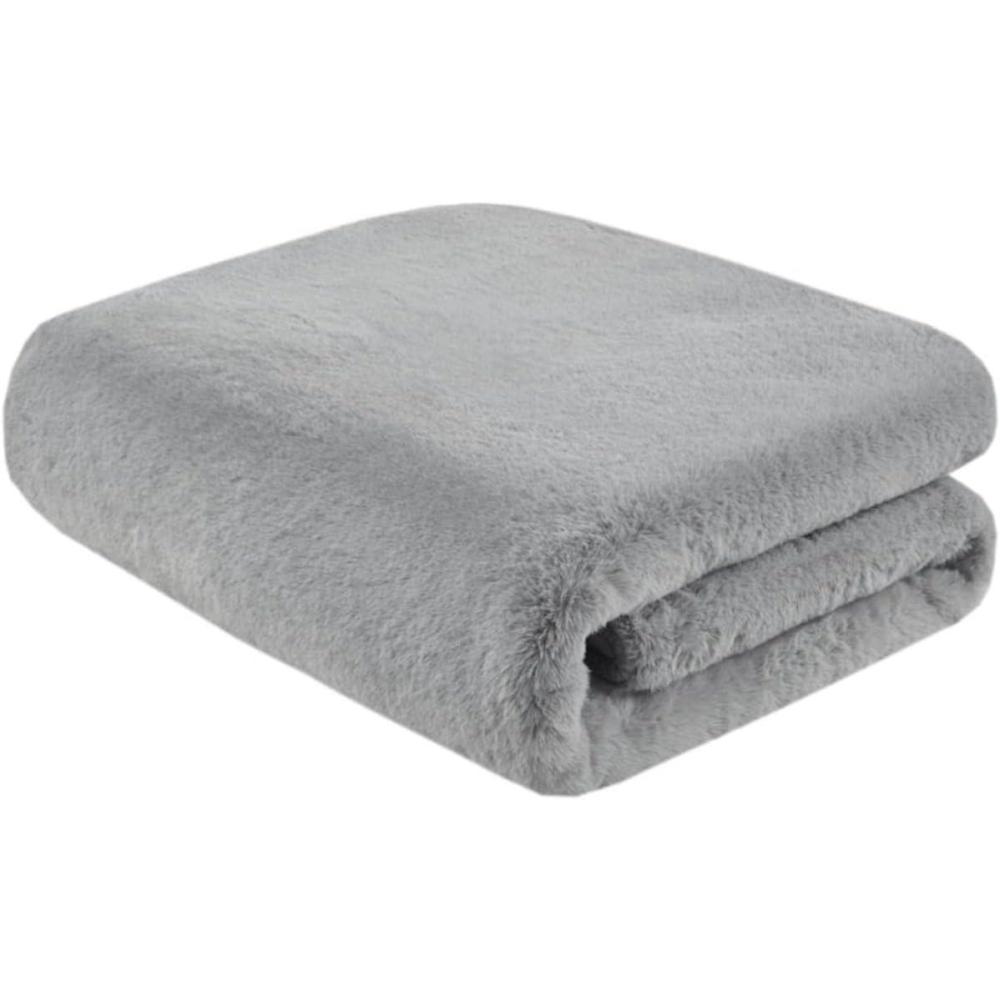 imageMadison Park Reversible Faux Fur Throw Blanket for Winter Premium Warm Fuzzy Cover Luxuriously Soft Velvet Texture Reverse Cozy for Lounging on Couch Sofa Ideal for Home Office 50x60 GreyGrey