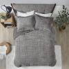 Madison Park Arctic Comforter Set Faux Fur Checkboard Textured Design – Down Alternative Ultra Soft, Winter Cozy and Warm Bedding, King/Cal King, Grey(Grey)