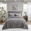 Madison Park Arctic Comforter Set Faux Fur Checkboard Textured Design – Down Alternative Ultra Soft, Winter Cozy and Warm Bedding, King/Cal King, Grey(Grey)