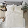 Madison Park Arctic Comforter Set Faux Fur Checkboard Textured Design – Down Alternative Ultra Soft, Winter Cozy and Warm Bedding, King/Cal King, Grey(Ivory)