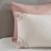 Madison Park Elise Comforter Reversible Cotton Percale Flower Floral Botanical Medallion Stripes Printed Soft Overfilled Down Alternative Hypoallergenic All Season Bedding-Set, Cal King, Blush