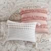 Madison Park Elise Comforter Reversible Cotton Percale Flower Floral Botanical Medallion Stripes Printed Soft Overfilled Down Alternative Hypoallergenic All Season Bedding-Set, Cal King, Blush