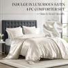 Madison Park Queen Satin Comforter Set Luxuriously Smooth on Hair & Skin, Lustrous, Silky Comforters Queen Size All Season Satin Luxury Bedding Set Queen, Shams, Full/Queen, Grey 4 Piece(Ivory)