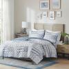 Madison Park Quilt Bedding Set, Jacquard Woven Patchwork Coverlet, Farmhouse, All Season Lightweight, Classic & Cozy Diamond Stitched Design Cover, Matching Shams, Graham Full/Queen Blue 3 Piece(Blue)