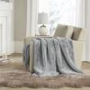 Madison Park Reversible Faux Fur Throw Blanket for Winter, Premium Warm Fuzzy Cover, Luxuriously Soft Velvet Texture Reverse, Cozy for Lounging on Couch, Sofa Ideal for Home Office, 50×60 Grey(Grey)