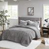 Madison Park Arctic Comforter Set Faux Fur Checkboard Textured Design – Down Alternative Ultra Soft, Winter Cozy and Warm Bedding, King/Cal King, Grey(Grey)