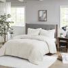 Madison Park Arctic Comforter Set Faux Fur Checkboard Textured Design – Down Alternative Ultra Soft, Winter Cozy and Warm Bedding, King/Cal King, Grey(Ivory)